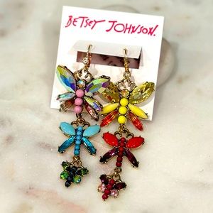 ✨NWT✨ Betsey Johnson Love Fest Colorful Butterfly Linear Dangle Earrings